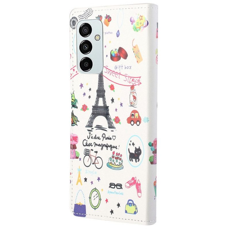 Flip Case voor Samsung Galaxy M23 5G Ik Hou Van Parijs