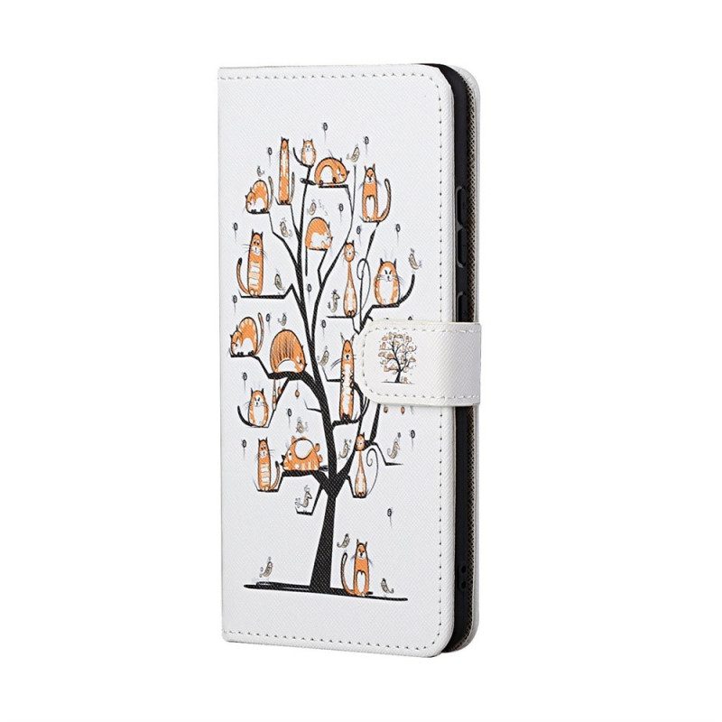 Flip Case voor Samsung Galaxy M23 5G Met Ketting String Katten