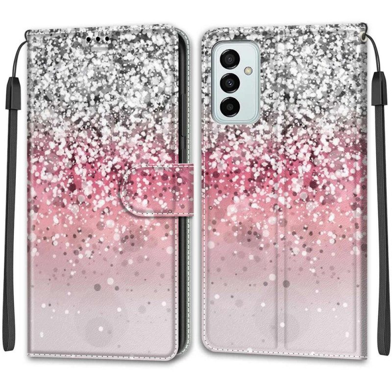 Flip Case voor Samsung Galaxy M23 5G Pailletten Met Bandje