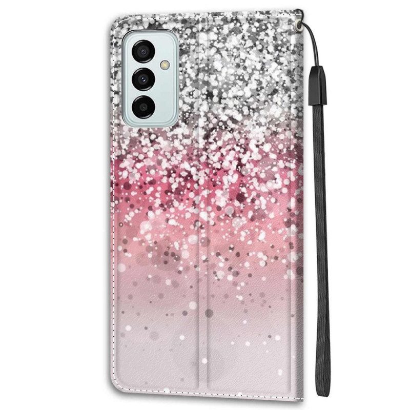 Flip Case voor Samsung Galaxy M23 5G Pailletten Met Bandje