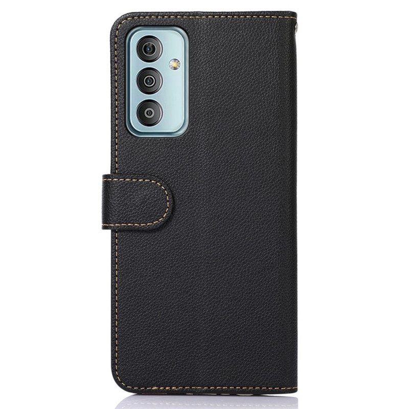 Folio-hoesje voor Samsung Galaxy M23 5G Lychee-stijl Rfid Khazneh