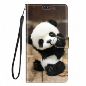 Folio-hoesje voor Samsung Galaxy M23 5G Met Ketting Kleine Panda Met Riem