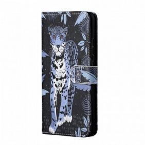 Folio-hoesje voor Samsung Galaxy M23 5G Met Ketting Luipaard Met Bandjes