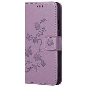 Folio-hoesje voor Samsung Galaxy M23 5G Met Ketting Riem Bloemen