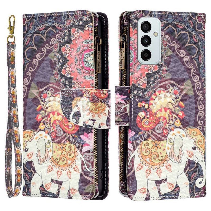 Folio-hoesje voor Samsung Galaxy M23 5G Olifant Portemonnee En Lanyard