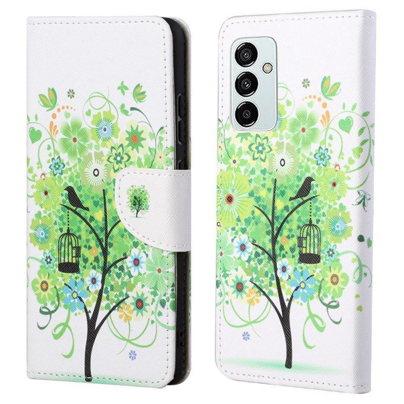 Leren Hoesje voor Samsung Galaxy M23 5G Boom Met Groene Bladeren