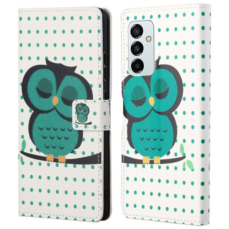 Leren Hoesje voor Samsung Galaxy M23 5G Slapende Uil