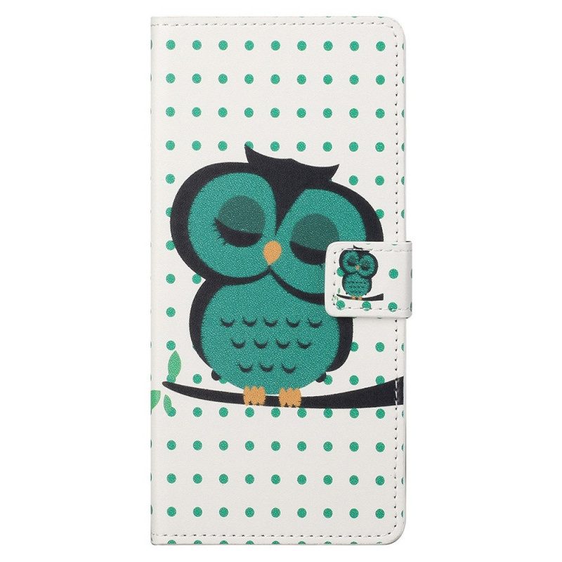 Leren Hoesje voor Samsung Galaxy M23 5G Slapende Uil