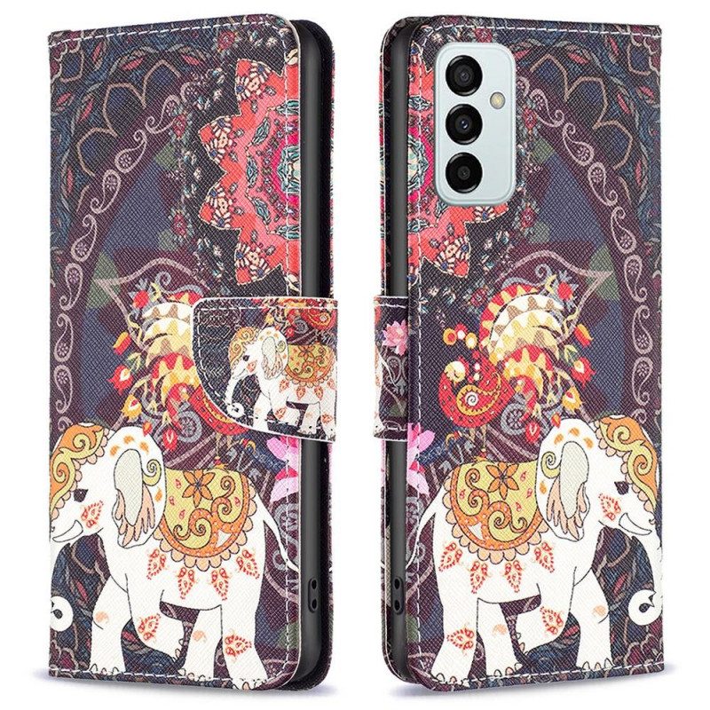 Leren Hoesje voor Samsung Galaxy M23 5G Stammen Olifant