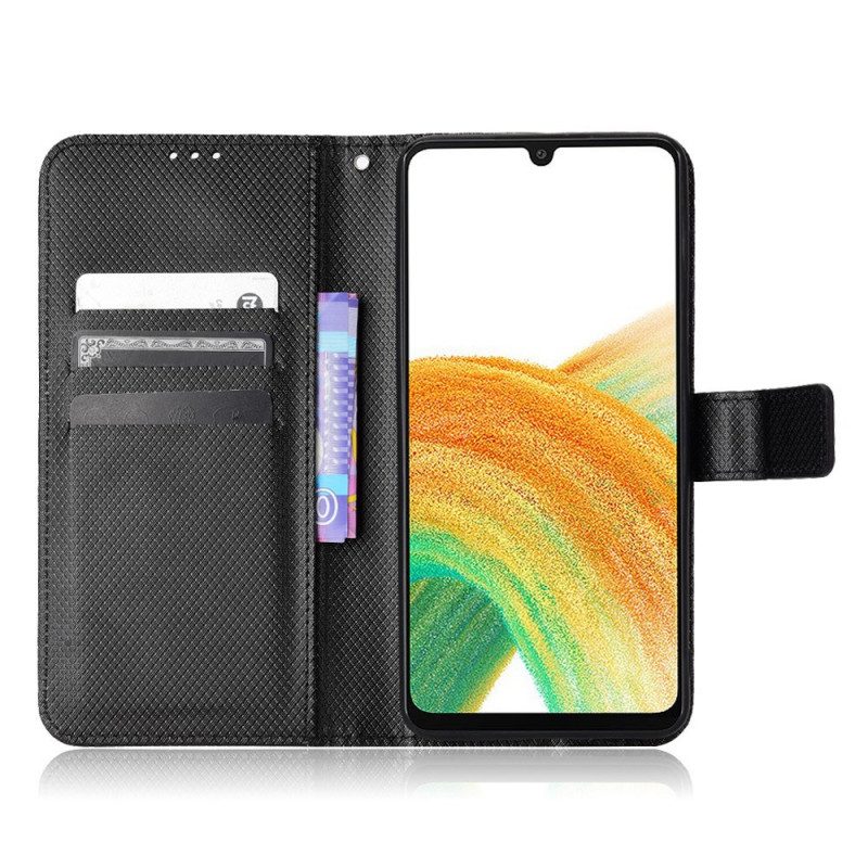 Leren Hoesje voor Samsung Galaxy M23 5G Structuurpatroon Met Riem