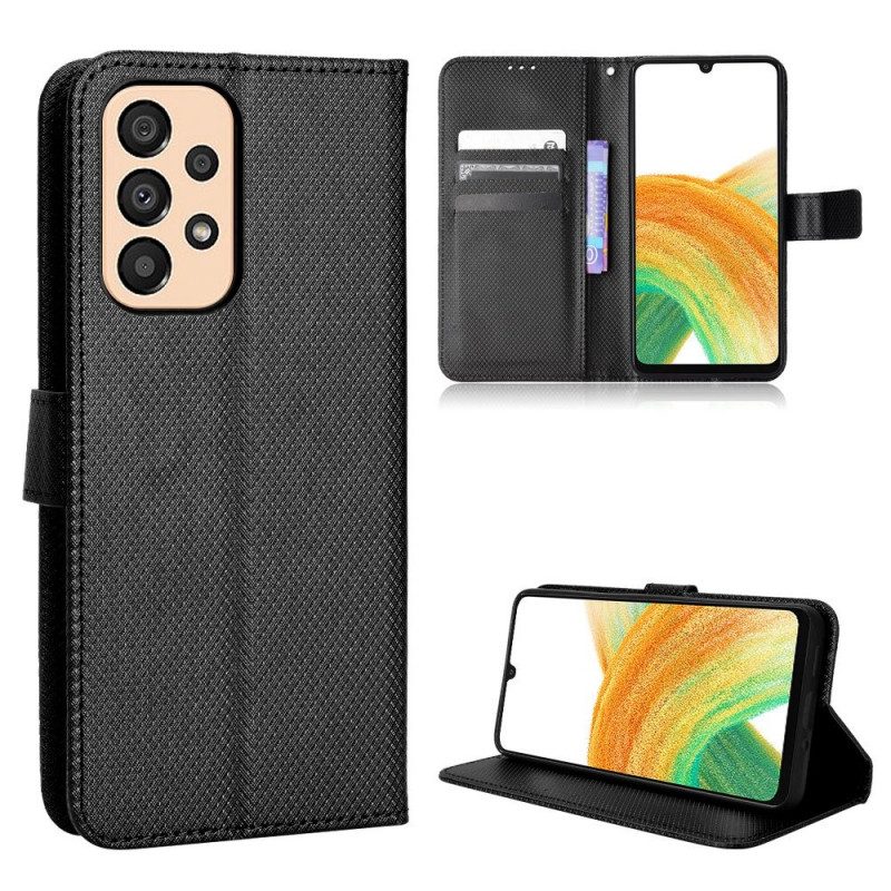 Leren Hoesje voor Samsung Galaxy M23 5G Structuurpatroon Met Riem