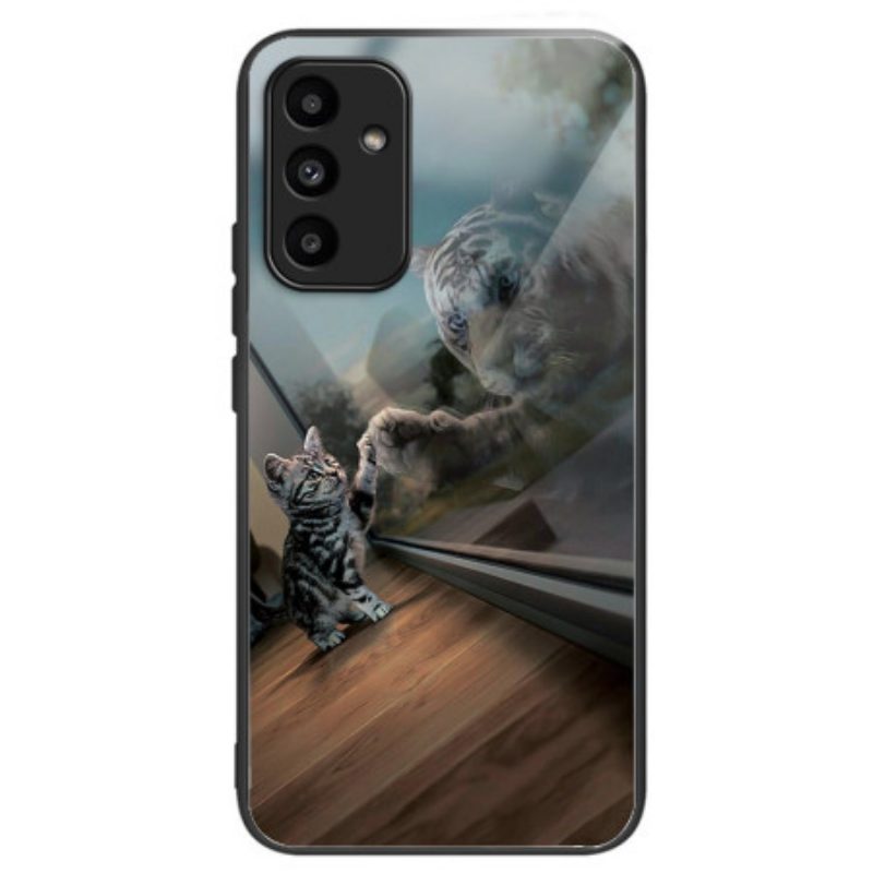 Case Hoesje Samsung Galaxy A15 Telefoonhoesje Kattenspiegel Van Gehard Glas