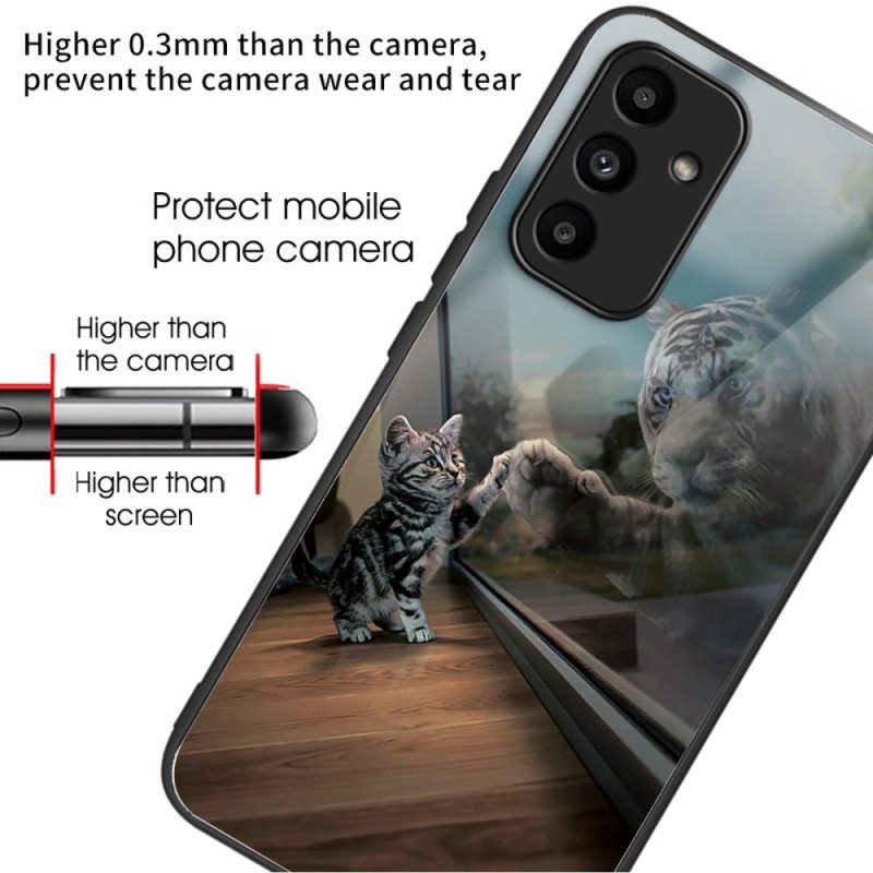 Case Hoesje Samsung Galaxy A15 Telefoonhoesje Kattenspiegel Van Gehard Glas