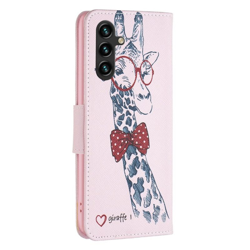 Flip Case Leren Samsung Galaxy A15 Intellectuele Giraffe