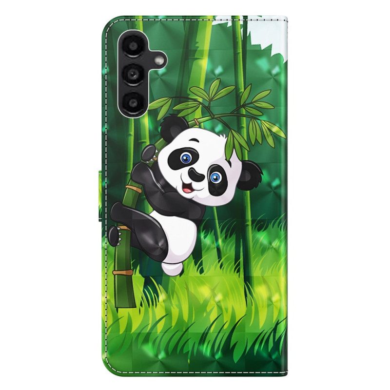 Folio-hoesje Samsung Galaxy A15 Telefoonhoesje Bamboe Panda Met Riem