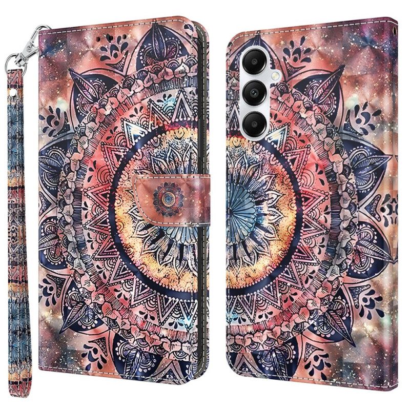 Folio-hoesje Samsung Galaxy A15 Telefoonhoesje Kleurrijke Mandala Met Riempje