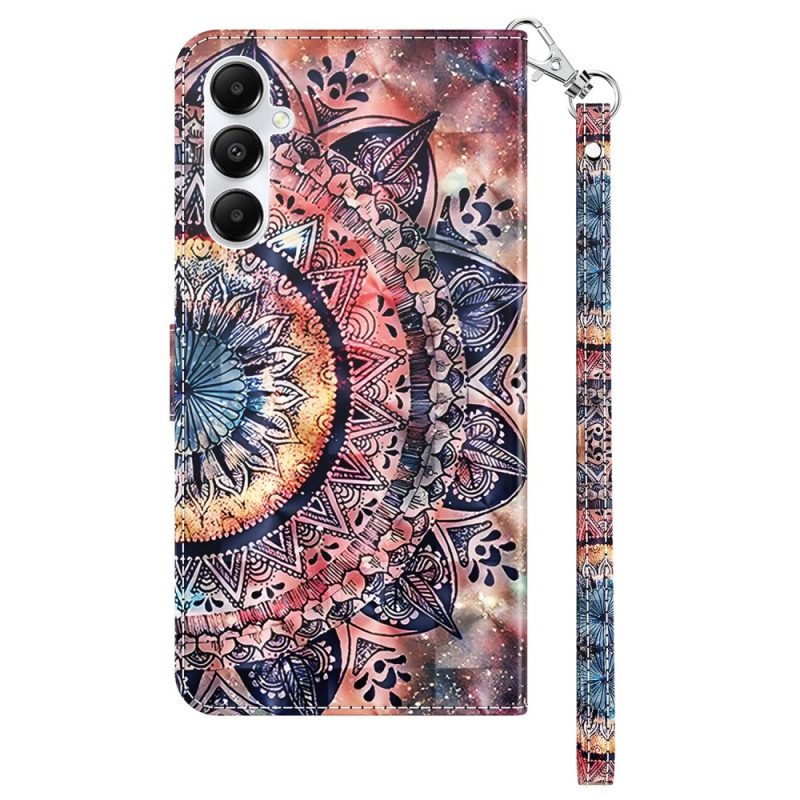 Folio-hoesje Samsung Galaxy A15 Telefoonhoesje Kleurrijke Mandala Met Riempje