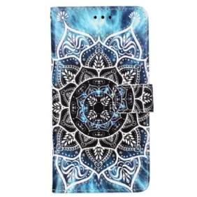 Leren Hoesje Samsung Galaxy A15 Bloemenmandala Met Riempje Bescherming Hoesje