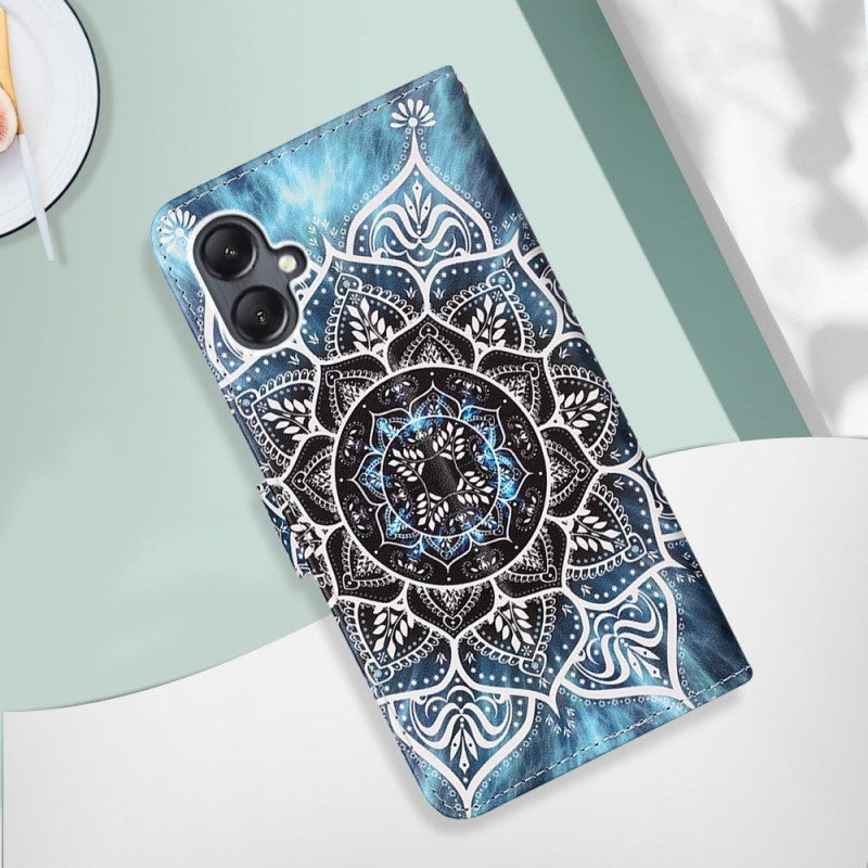 Leren Hoesje Samsung Galaxy A15 Bloemenmandala Met Riempje Bescherming Hoesje