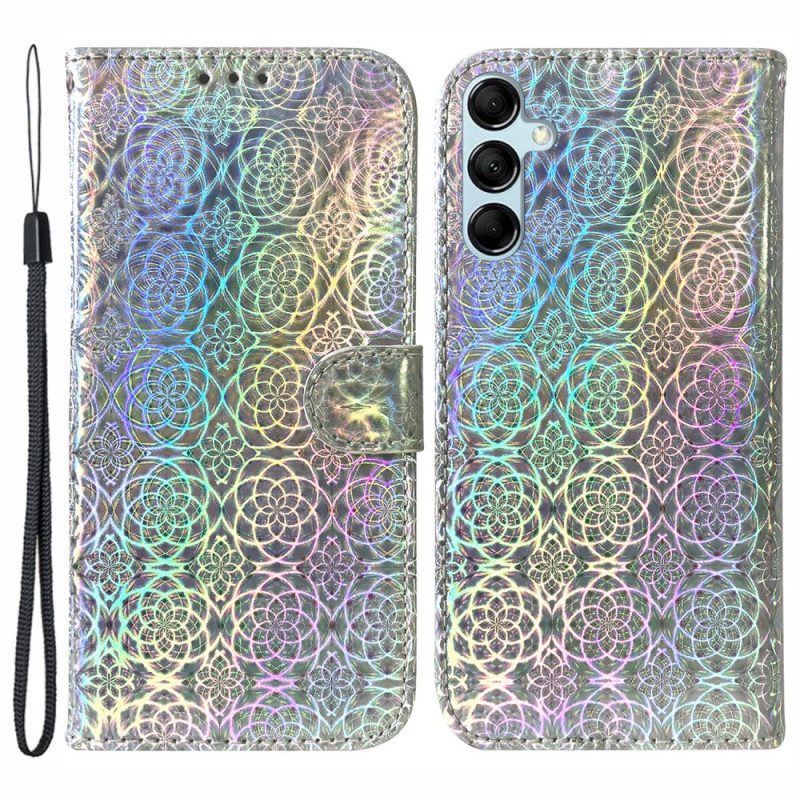 Leren Hoesje Samsung Galaxy A15 Disco-stijl Met Bandjes Bescherming Hoesje