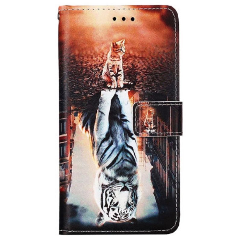 Leren Hoesje Samsung Galaxy A15 Droom Van Kitten Met Riem Bescherming Hoesje