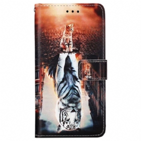 Leren Hoesje Samsung Galaxy A15 Droom Van Kitten Met Riem Bescherming Hoesje