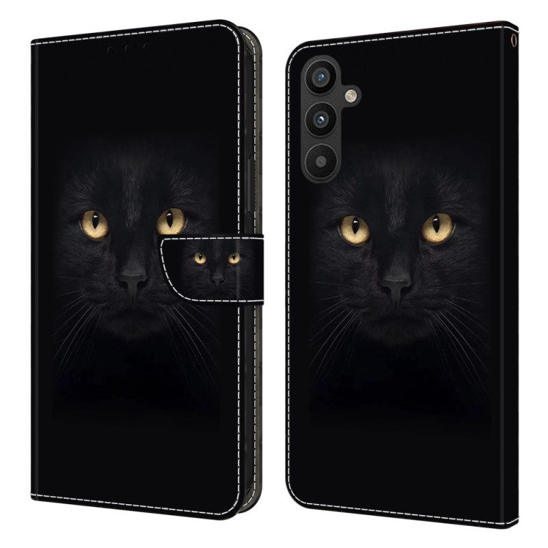 Leren Hoesje Samsung Galaxy A15 Zwarte Kat Bescherming Hoesje