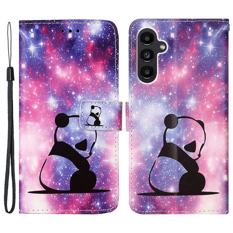 Leren Hoesje Voor Samsung Galaxy A15 Babypanda Met Riem