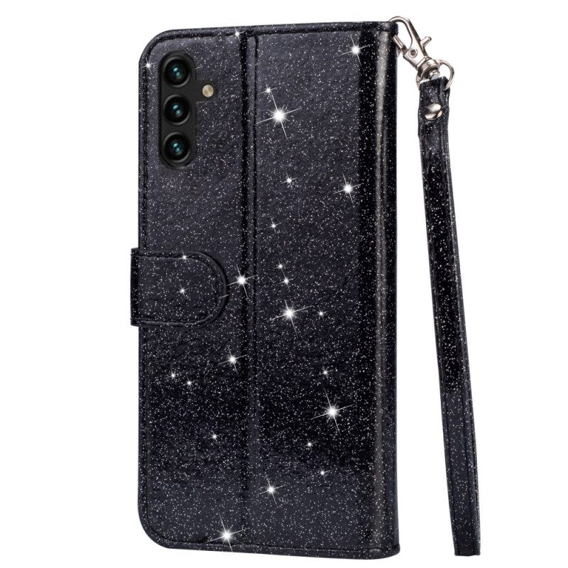 Leren Hoesje Voor Samsung Galaxy A15 Portemonnee Met Glitter Aan De Voorkant