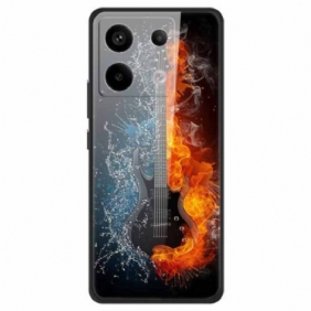 Cover Hoesje Poco X6 5g Telefoonhoesje Gitaar Van Gehard Glas Van Ijs En Vuur