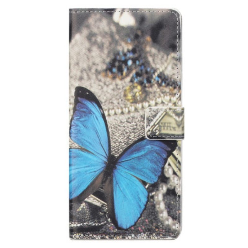 Flip Case Leren Poco X6 5g Blauwe Vlinder