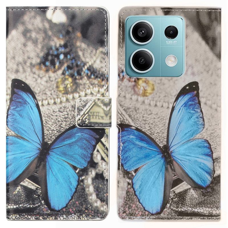 Flip Case Leren Poco X6 5g Blauwe Vlinder