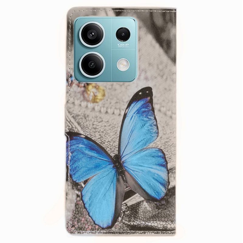 Flip Case Leren Poco X6 5g Blauwe Vlinder