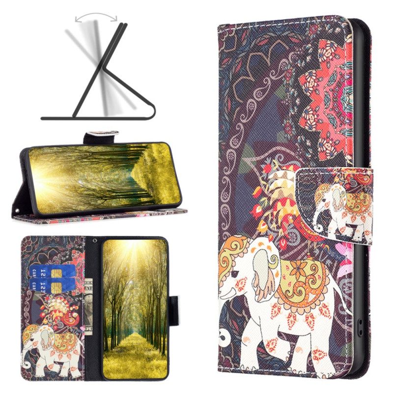 Flip Case Leren Poco X6 5g Indische Olifant