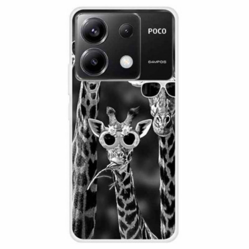 Hoesje Voor Poco X6 5g Giraffen Met Zonnebril