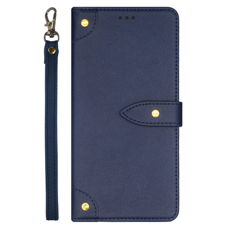 Leren Hoesje Poco X6 5g Idewei Decoratieve Klinknagels Bescherming Hoesje