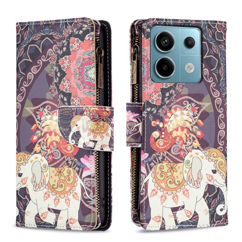 Leren Hoesje Poco X6 5g Indische Olifant Portemonnee Bescherming Hoesje