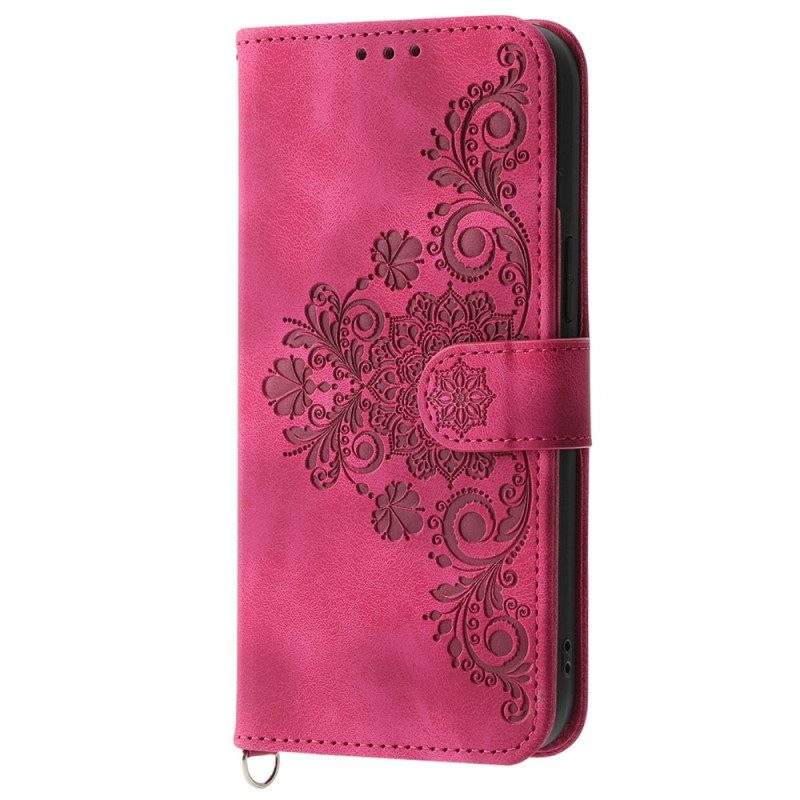 Leren Hoesje Poco X6 5g Kant Met Band En Schouderband Bescherming Hoesje