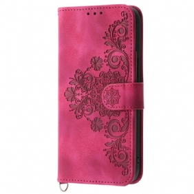 Leren Hoesje Poco X6 5g Kant Met Band En Schouderband Bescherming Hoesje