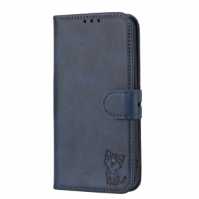 Leren Hoesje Voor Poco X6 5g Blije Kat