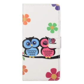 Leren Hoesje Voor Poco X6 5g Koppel Uilen