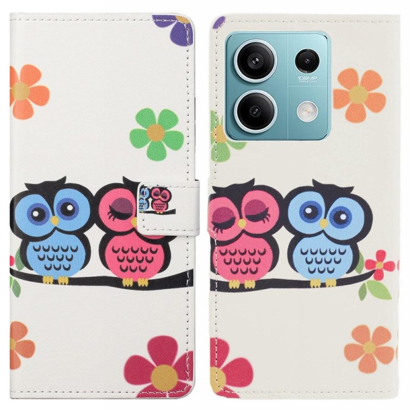 Leren Hoesje Voor Poco X6 5g Koppel Uilen