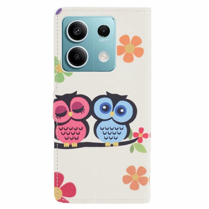 Leren Hoesje Voor Poco X6 5g Koppel Uilen