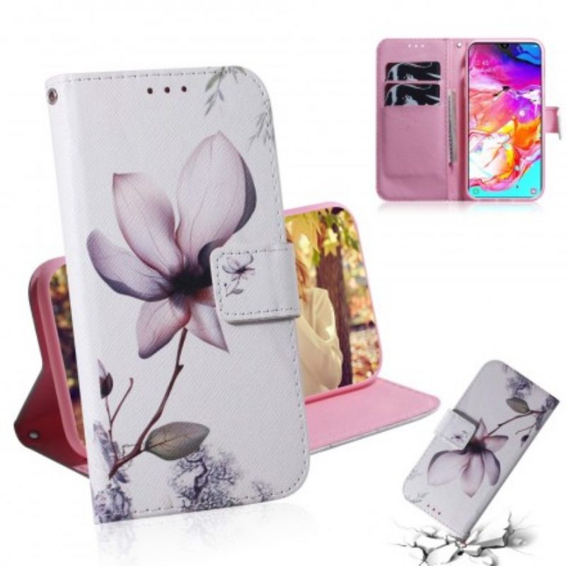 Folio-hoesje voor Samsung Galaxy A70 Bloem Stoffig Roze