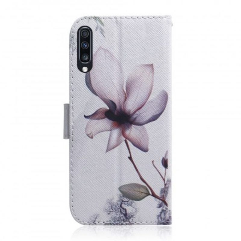 Folio-hoesje voor Samsung Galaxy A70 Bloem Stoffig Roze