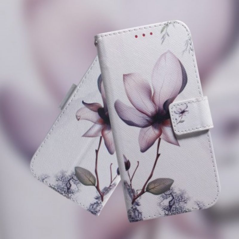 Folio-hoesje voor Samsung Galaxy A70 Bloem Stoffig Roze