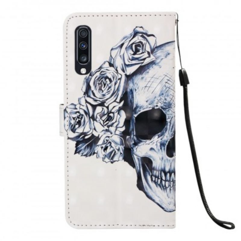 Folio-hoesje voor Samsung Galaxy A70 Bloemrijke Schedel