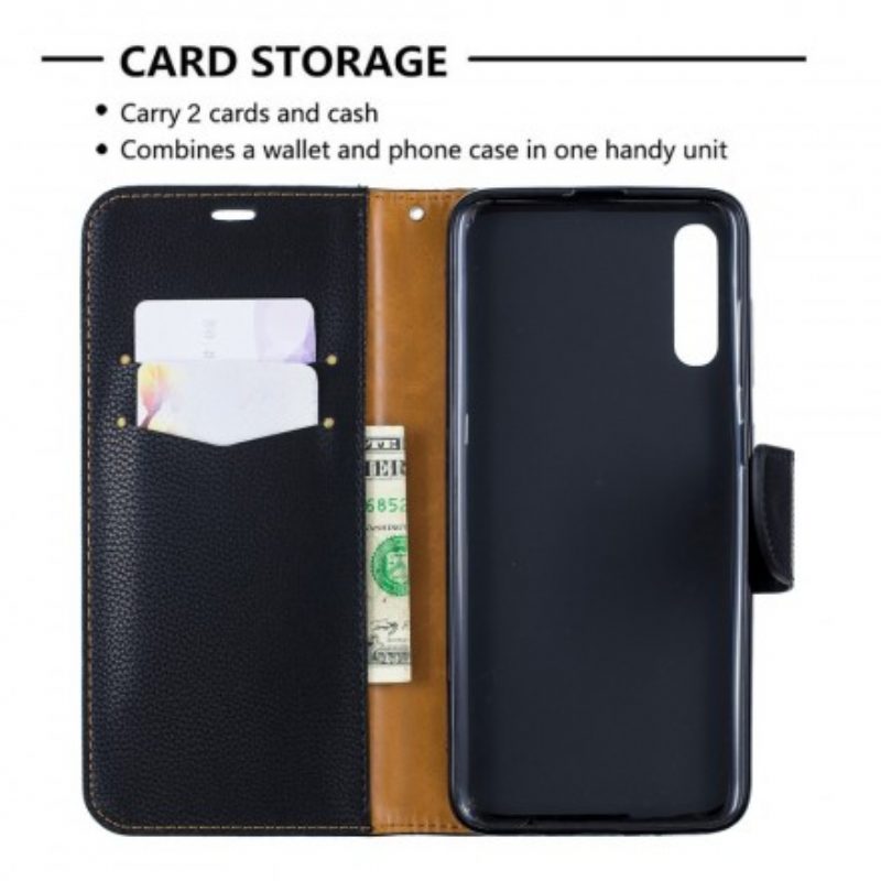 Folio-hoesje voor Samsung Galaxy A70 Flip Case Lychee Rabat Schuin