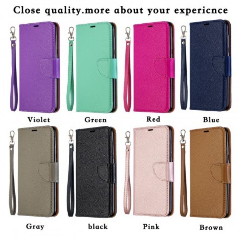 Folio-hoesje voor Samsung Galaxy A70 Flip Case Lychee Rabat Schuin