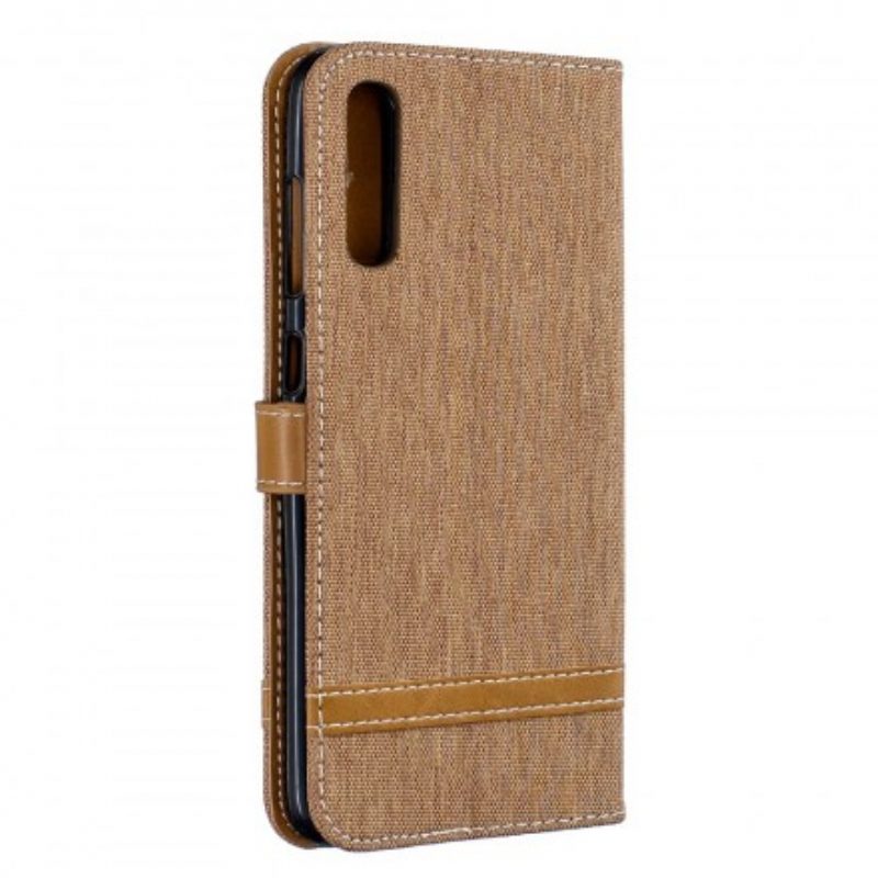 Folio-hoesje voor Samsung Galaxy A70 Met Ketting Band Van Stof En Leereffect